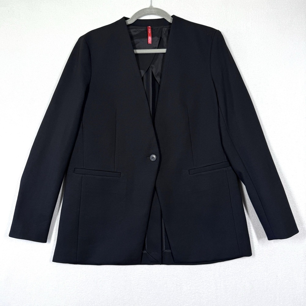 SPANX Perfect Collarless Blazer‎ Womens Small Jacket Stretch Ponte Knit Black